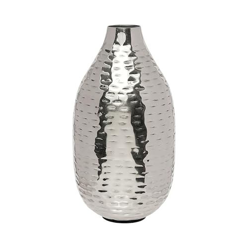 Hosley's 8.75" High Silver Finish Hammered Metal Vase. Ideal Gift for Floral Arrangements Weddings, Special Events, Aromatherapy,Spa, Reiki, Meditation O4 - color: Silver 5