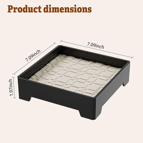 7-Inch Square Decorative Tray, Multi-Purpose Organizer for Keys, Cosmetics, Jewelry, Snacks, Modern Minimalist Style (Black + White mat)
