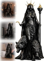 Hecate Statue,Underworld Hekate,The Witch of The Night,Hecate Greek Goddess with Her Hounds of Magic Resin Sculpture (A) - color: A