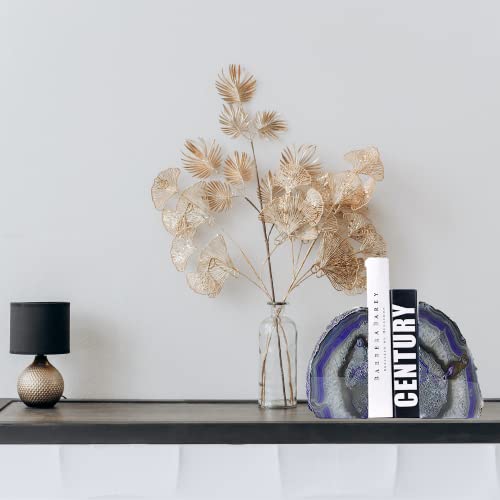 JIC Gem Dyed Purple Natural Agate Bookends Polished Stone Book Ends Crystal Geode Bookends for Shelves to Hold Books with Rubber Bumpers(1 Pair, 3-4 LBS) - color: Purple Dyed, size: 3-4LBS.