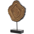 Deco 79 Resin Tribal Decorative Sculpture Abstract Carved Home Decor Statue with Black Stand and Wavy Edge, Accent Figurine 11" x 3" x 17", Brown