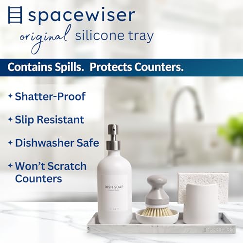 Spacewiser Countertop and Vanity Tray - 11.7" Silicone Bathroom Tray Countertop, Dish Soap Trays for Kitchen Counter, Sink Organizer Accessories Caddy, Toilet Laundry Shower Makeup Mat Oil Holder - color: Marble Design, size: Large 11.7”