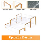 Purse Display Stand, 6mm Thick Clear Acrylic Risers Display Stands, Gold Shoe Display Riser, 3 Pack Luxury Handbag Bag Wallet Shoes Jewelry Perfume Display Showcase for Closet Retail Vendor Store