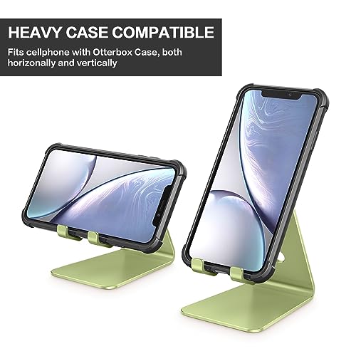 OMOTON Adjustable Cell Phone Stand, C2 Aluminum Desktop Phone Dock Holder Compatible with iPhone 15 14 13, SE, XR, 8 Plus 7 6, Samsung Galaxy, Google Pixel and More - color: Green