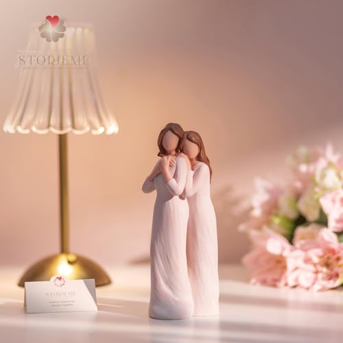 Storieme Mom Birthday Gifts from Daughter: Mother Daughter Back Hug Resin Figurine Keepsake - Unique Gift for Mama on Mothers Day Christmas - style: Support