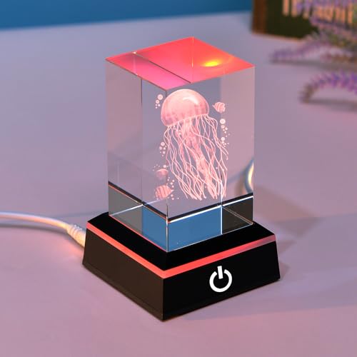 LED Light Base for Glass Art Lighted Display Stand for 3D Crystal Square Multicolor Lighting Pedestal - Flat