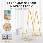 TR-LIFE 14 Inch Gold Metal Plate Stand (2 Pack) - Heavy Duty Display Easel for Large Plates, Frames, Platters and Art - size: 14 Inch