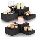 6 Pack Wood Cake Cupcake Stand Buffet Risers, Wooden Display Stand Wood Display Riser, Square Food Display Risers for Party Wedding Birthday Home (6" 7" 8" 9" 10" 11") - color: Black 6pcs (6" 7" 8" 9" 10" 11")