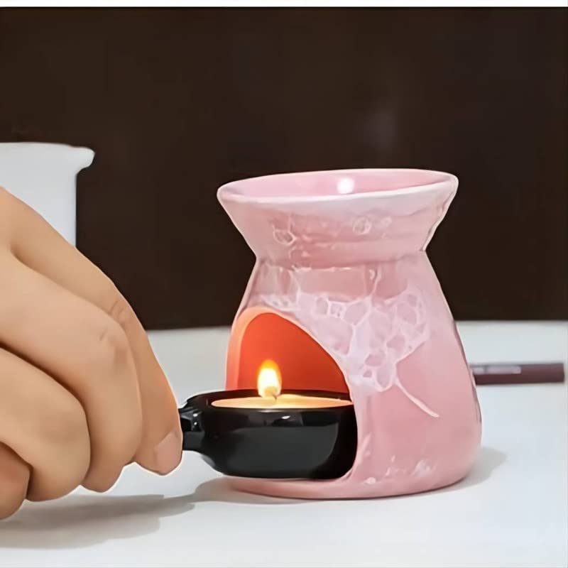 Purple Ceramic Essential Oil Burner Tealight Candle Holder Decorative Aroma Diffuser - color: Purple