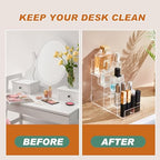 Kathfly 2 Pack Acrylic Display Stand for Purses & Wallets, Clear Riser Organizer Shelf for Perfume, Sunglasses, Cosmetics, Tiered Countertop Vendor Display for Fairs, Retail (5-tier) - size: 5-tier