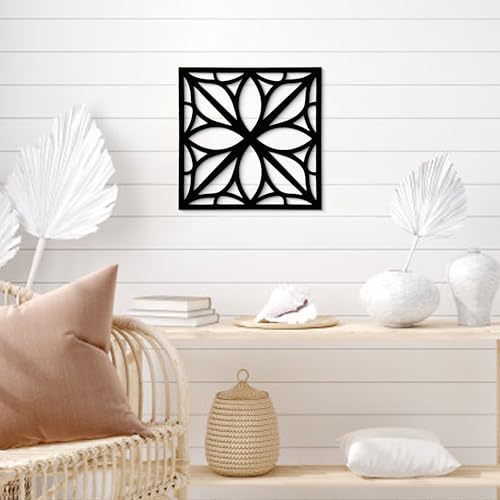 GlintHome Black Metal Wall Art - Minimalist 3D Textured Abstract Sculptures Wall Art for Bedroom Office Living Room Garden Bathroom Home Decor - color: Black-008, size: Small