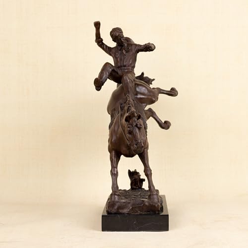 Bronze The Bronco Buster Sculpture by Frederic Remington - Classic Western Cowboy Taming Wild Horse Bronze Statue, Perfect for Art Collectors and Home Decor (Rectangular Base-2) - color: Rectangular Base-2