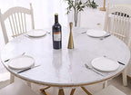 Walrus Clear Round Vinyl Fitted Tablecloth Waterproof Oilcloth Heavy Duty Elasticized Table Cover Elastic Edge Design Plastic Tablecloth Protector for Round Table - size: 36" (Round)