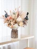 Luxury Floral Arrangement with Vase - Pampas Grass & Artificial Flowers for Kitchen Island, High End Centerpiece Decor, Coffee Table & Dining Table, Farmhouse Boho Home Decor with Dried Flowers - size: high end bouquet in vase