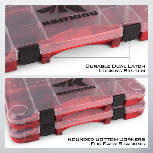 KastKing Tackle Boxes, Plastic Box, Plastic Storage Organizer Box with Removable Dividers - Fishing Tackle Storage - Box Organizer - 2 Packs /4 Packs Tackle Trays - Parts Box - color: Red Camouflage, size: 3700(4Pack)