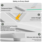Tempered Glass Cutting Board Set for Kitchen Counter - Dishwasher Safe with Juice Grooves, Non-Slip Silicone Edges & Beveled Grip - 16"x12" & 12"x8" Serving Tray (White-2PCS) - color: White-2PCS