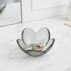 Black Flower Ring Dish Jewelry Tray, Small Glass Trinket Tray for Rings Earrings, Present for Wife Mom Daughter Women - color: Black