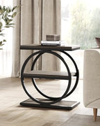 LITTLE TREE End Table, 3-Tier Side Table, Slim Sofa Side Table for Living Room, Tall Bedside Table Nightstand for Bedroom, Grey and Black - color: Grey