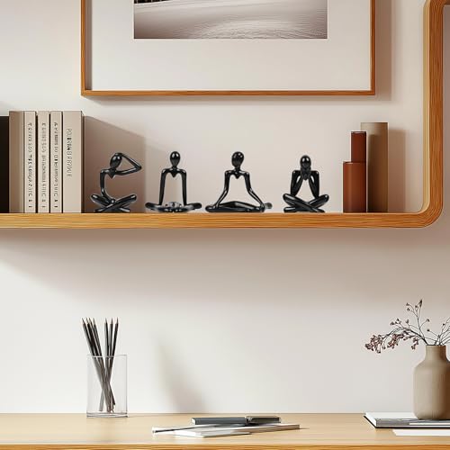XMGZQ Black Thinker Figurines,Abstract Bookshelf Figures,Knick Knacks Home Decor,Plastic Thinker Statue Kit,Black Statues for Home Decor,Abstract Art Decorations Accessories,Desk Decor for Women - color: A-black
