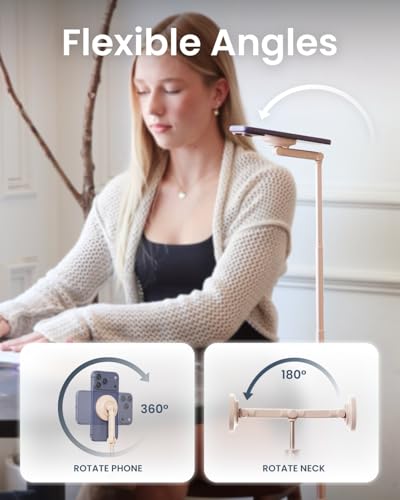 KraftGeek Magnetic Phone Tripod for iPhone MagSafe – 66'' Auto-Open Selfie Stick with Remote, Cell Phone Tripod Stand for Video Recording, Vlogging & TikTok (Ombré Peach) - color: Ombré Peach