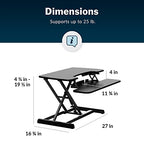 Vari VariDesk Essential Vertical Lift 30 Inch Standing Desk Converter - Compact Home Office Workstation for Laptop or Monitor + Keyboard Tray - Delivers Fully Assembled (Black) - size: Vertical Lift 30