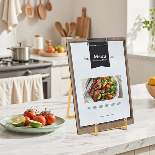 Large Plate Holder Display Stand - 10 inch Tall Plate Stands for Display - Metal Picture Frame Stand - Big Tabletop Easel Stand for Decorative Plates | Platter | Book | Plaque | Tile - 2 Pack - Gold - size: 10 inch-2