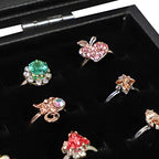 Wudygirl 100 Slot Ring Holder Display Case - Black Jewelry Organizer with Transparent Lid - style: 100 Slot Ring Tray