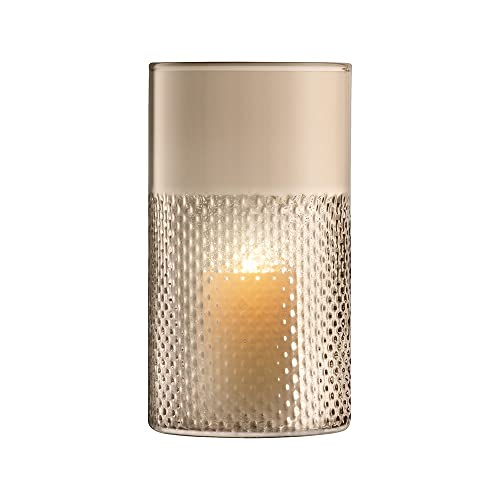 LSA International Wicker Taupe Vase 9.75”, Luxury Modern Lantern Decorative Glass Flower Holder with Textured Finish - size: 9.75"
