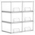 Vtopmart 6 Pack Small Clear Stackable Storage Drawers,Acrylic Bathroom Makeup Organizer,Plastic Storage Bins For Vanity, Undersink, Kitchen Cabinets, Pantry, Home Organization - style: 6pack-Clear