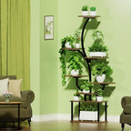 Indoor Plant Stand with LED Grow Light,8-Tier S-Shaped Corner Plant Stand,48.43 Inch Heavy,Duty Metal Indoor Plant Rack for Home, Balcony and Living Room