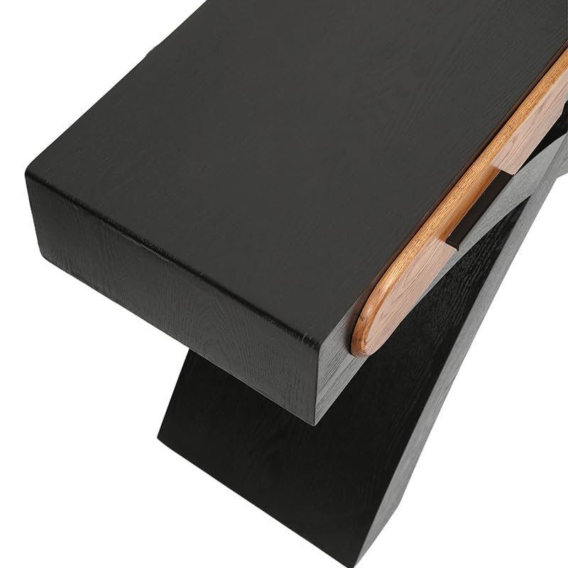 WILLIAMSPACE 47.24" Rectangular Console Table with Cross Leg & 2 Drawers, Mid Century Modern Wooden Entryway Sofa Table Hallway Table for Living Room, Foyer - Black - color: 47.24" Rectangular Console Table With Cross Leg,black