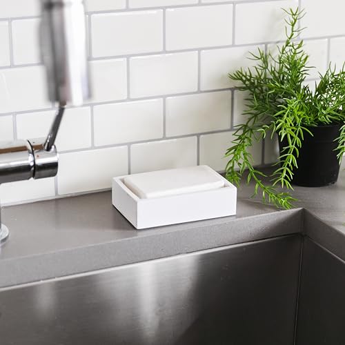 YEW DESIGN - Matte White Square Soap Dish for Bathrooms and Kitchens (Square White) - color: Matte White, size: Soap Dish Square