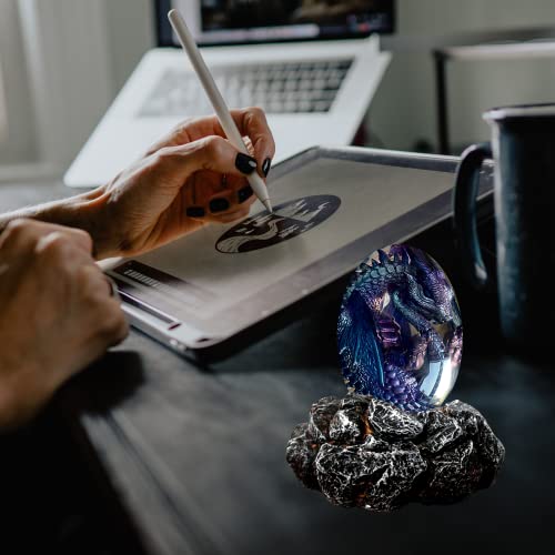 ACOCOFE Dragons Egg, Lava Dragon Egg with Luminous Base, Handmade Sculpture Dragon Eggs Resin Ornaments, Gift for The Holidays, Christmas, Birthdays, Graduation, Back to School (Purple with Base) - color: Purple With Base