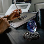 ACOCOFE Dragons Egg, Lava Dragon Egg with Luminous Base, Handmade Sculpture Dragon Eggs Resin Ornaments, Gift for The Holidays, Christmas, Birthdays, Graduation, Back to School (Purple with Base) - color: Purple With Base