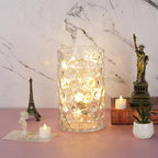 6" Wide 10" High Decorative Glass Cylinder Vase with Dimpled Circle Pattern, 8 Inch Tall, Clear (1, 6"x10") - size: 6"x10"