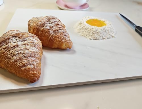 Multi-Purpose Pastry Marble Design Stone Tray Cutting Board Slab 16” x 12” with Non-Slip Feet,Stone Cheese Pastry Board, Serving Tray, Heat Resistant, Easy to Clean (G16, 16 * 12) - color: G16