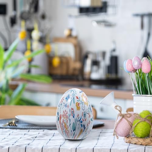 MyGift 6 Inch Tall Resin Decorative Egg with Vibrant Multicolor Artistic Floral Print, Spring Pattern Home Decor Small Tabletop Centerpiece Easter Decoration - color: Multicolored