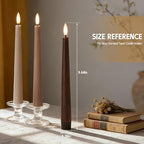 Brown Flameless Taper Candles with Remote, 9.6 Inches Real Wax Battery Operated Candles, 3 Pack Flickering LED Candlesticks, Tall Taper Fake Candles for Home, Wedding, Party - color: Gradient Brown