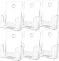 MaxGear Acrylic Brochure Holder 6 x 8 inch, Display Stand Plastic Clear Flyer Holders for 5.5 x 8.5 inch, 5 x 7 inch Menu, Literature, Trifold Pamphlet, Magazine, Countertop or Wall Mount, 6 Pack - size: 6"x9"-6 pack