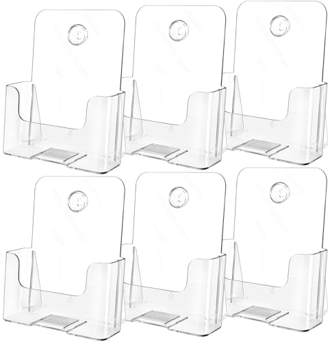 MaxGear Acrylic Brochure Holder 6 x 8 inch, Display Stand Plastic Clear Flyer Holders for 5.5 x 8.5 inch, 5 x 7 inch Menu, Literature, Trifold Pamphlet, Magazine, Countertop or Wall Mount, 6 Pack - size: 6"x9"-6 pack
