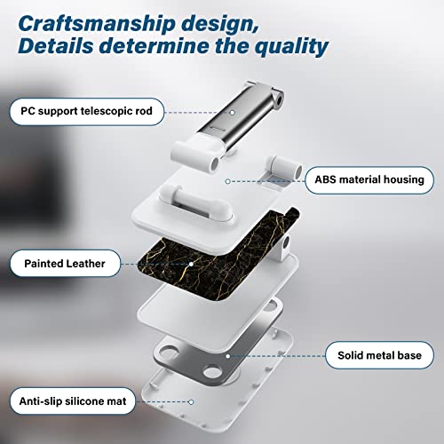 Foldable Phone Stand for Desk, Adjustable Angle of View, Suitable for iPhone, Samsung and Other Smart Phones, Black Marble - color: Black Marble