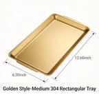 Gold Stainless Steel Decorative Tray, Rectangular Metal Platter with Raised Edges, Multipurpose Tray for Coffee Table, Kitchen and Party Display (Small) - size: Small