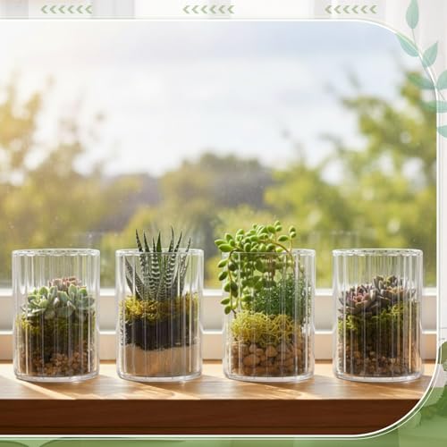 6 Pcs 6 Inch Tall Glass Ribbed Cylinder Vases Clear Floating Candle Flower Vase in Bulk, Hurricane Candle Holder for Wedding Housewarming Gift Table Centerpieces - color: Clear, size: 6 Inch