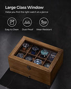 SONGMICS 8-Slot Watch Box, 2-Tier Watch Display Case with Large Glass Lid, Removable Watch Pillows, Velvet Lining, Jewelry Box, Gift Idea, Rustic Walnut UJOW008K01 - color: Rustic Walnut, size: 2 Layer 8 Slot