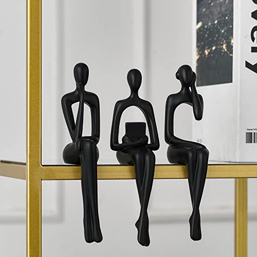 XINXUAN Black Statue Home Decor - Modern Bookshelf & Desk Decor - 3 Piece Set - color: Black