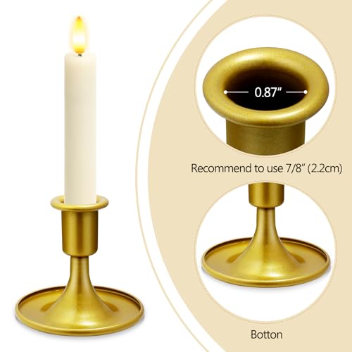 Candlestick Holders 2 PCS Short Metal Taper Candle Holders, KSWING Gold Candle Stick Holders Set, Perfect for Table Centerpiece Mantel Party Wedding Christmas Home Decor, Set of 2 - color: Gold, size: short - 2pc