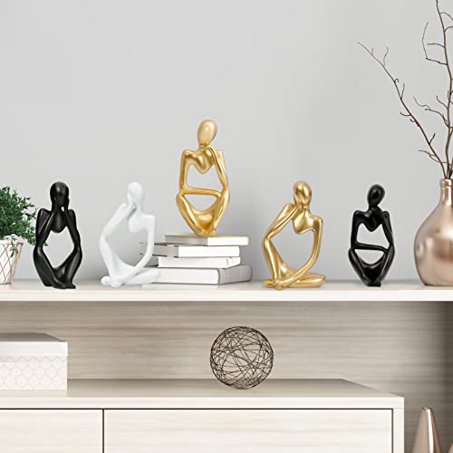 INNOLITES Resin Statue Thinker Style Decoration Abstract Sculptures Collectible Figurines for Home Decor Modern Office Shelf Desktop（Gold-Right - color: Gold-right