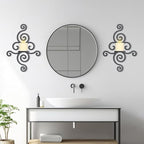 OYEFLY 2 Pcs Metal Wall Candle Sconces,Black Elegant Swirling Wall Decorations (Black)