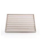 Oirlv Linen 7 Lines Ring Storage Tray Rings Showcase Display Organizer Plate - size: 7 lines
