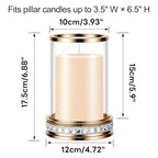 2pcs Hurricane Candle Holder, Pillar Candle Holders with Clear Glass Sleeve, Small Crystal Lantern for Fall Thanksgiving Christmas Holiday Dining Table Centerpiece (Gold) - color: Gold